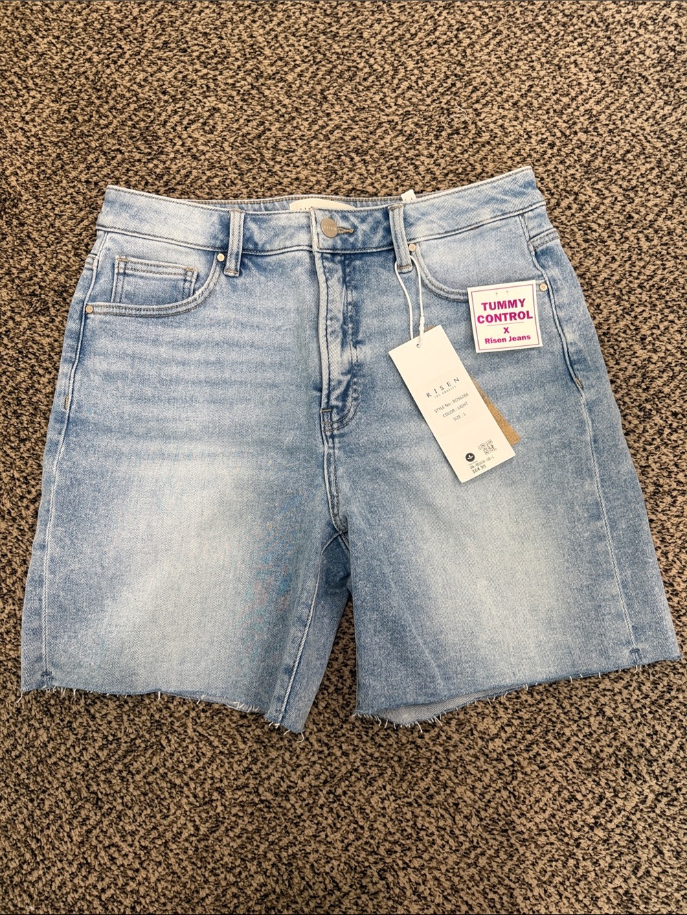 Risen Light Wash Tummy Control Women’s Jean Shorts - Light Blue